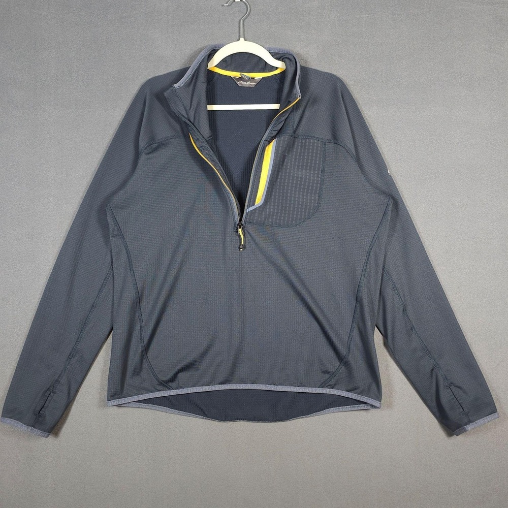 Eddie Bauer First Ascent Pullover Mens Large Gray 1/4 Zip Thermal Hiking Stretch
